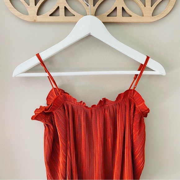 Madewell Nicole Pleated Ruffle Tank Rust Sz Small - Picture 4 of 8